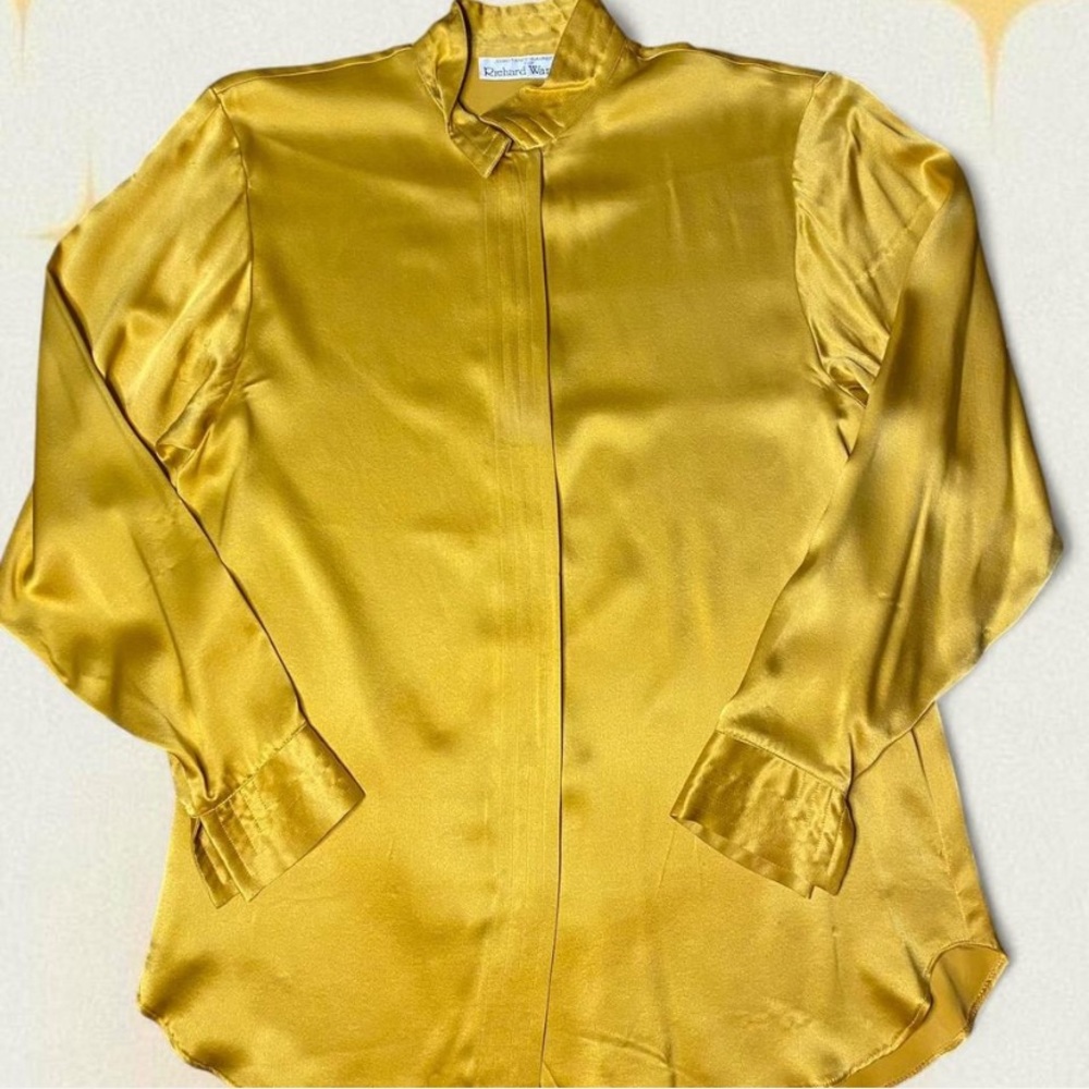 Vintage Gold Button-Down Silk Shirt